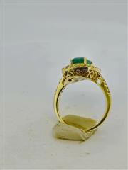 Emerald Lady's Stone & Diamond Ring 65 Diamonds 3.25 Carat T.W. 14K Yellow Gold